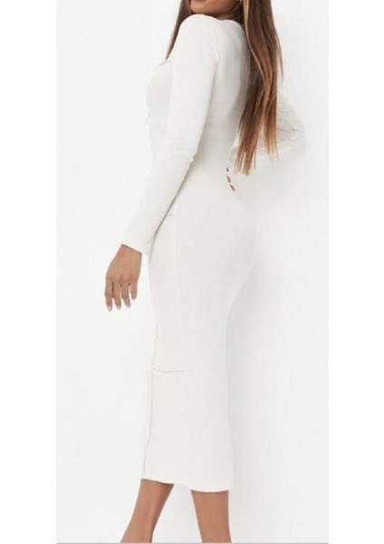 Ters Dikiş Detaylı Midi Elbise fiyatları