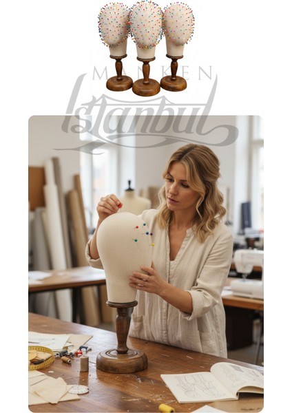 Dik Ve Yatay İğne Batabilen Bayan Kumaş Kaplı Kafa Mankeni