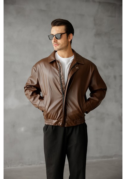 Oversize Unisex Vintage Içi Kürklü Deri Ceket