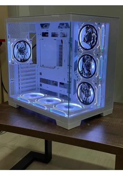 Gametech Anime Karakterli 7ARGB Fanlı Akvaryum Kasa Beyaz