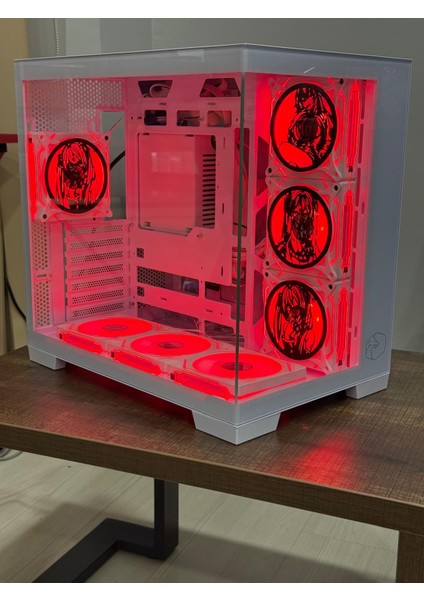 Gametech Anime Karakterli 7ARGB Fanlı Akvaryum Kasa Beyaz modelleri