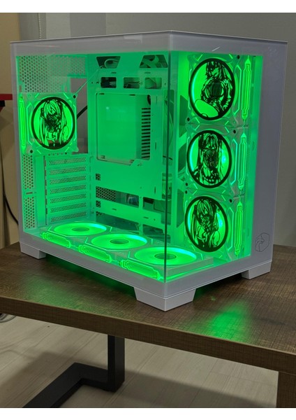 Gametech Anime Karakterli 7ARGB Fanlı Akvaryum Kasa Beyaz fırsatları