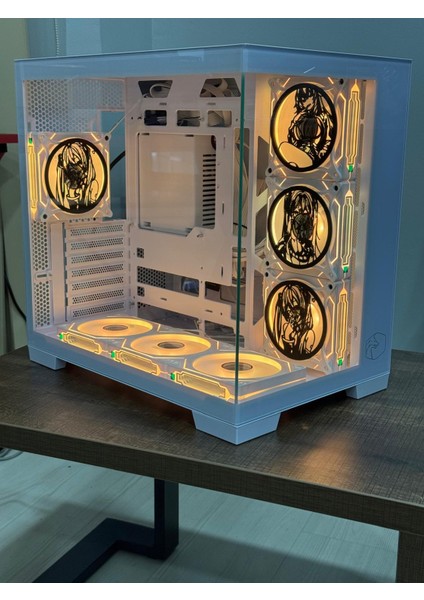 Gametech Anime Karakterli 7ARGB Fanlı Akvaryum Kasa Beyaz