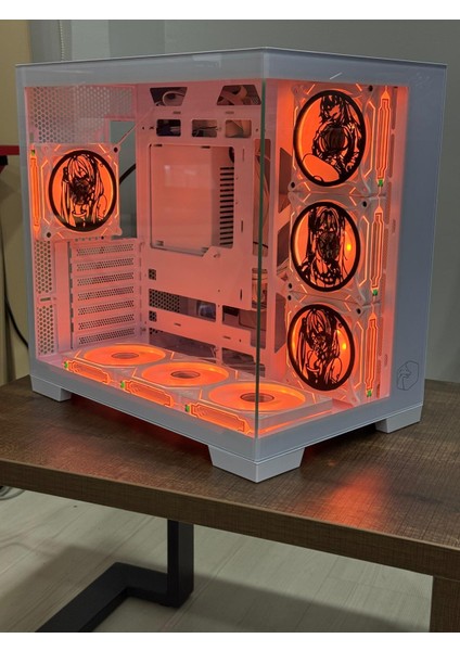 Gametech Anime Karakterli 7ARGB Fanlı Akvaryum Kasa Beyaz