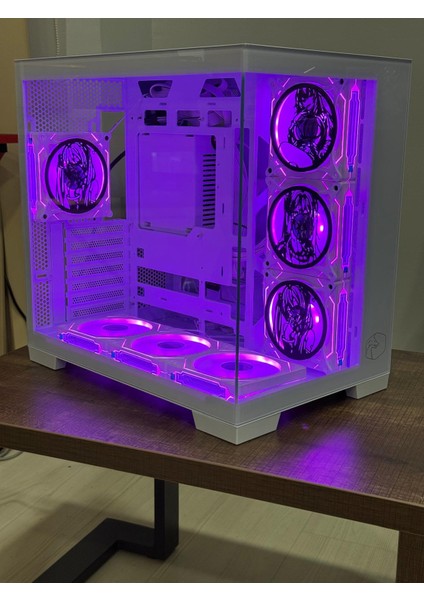 Gametech Anime Karakterli 7ARGB Fanlı Akvaryum Kasa Beyaz