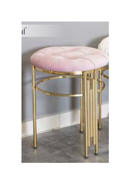 Mim Gold - Pembe Sütun Yuvarlak Puf