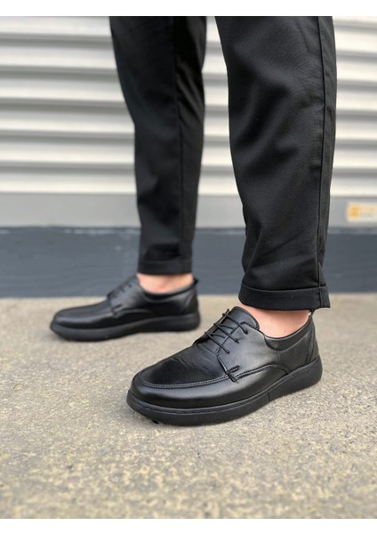 Clasica Bağcıklı Cilt Erkek Günlük Klasik Ayakkabı Cst - Siyah