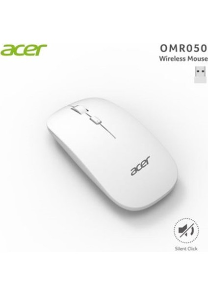 OMR050 Beyaz Kablosuz Sessiz Tuşlu Mouse 1000-1200-1600 Dpı