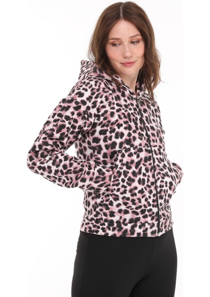 Kapüşonlu Fermuarlı Leopar Desen Üç Iplik Şardonlu Eşofman Üstü, Ceket fiyatları