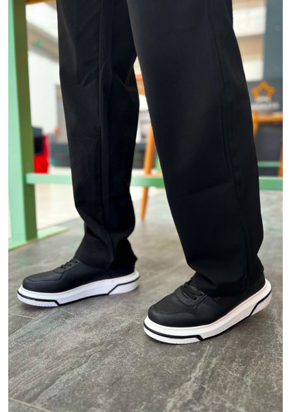 Signature Premium Bağcıklı Erkek Sneaker Siyah Beyaz modelleri