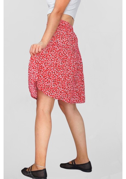 Viskon Kumaş Midi Boy Kadın Kırmızı Şort Etek fiyatları