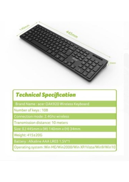 OAK920 Q USB Siyah 1.8mt Kablolu Klavye-Tek Tuş Hesap Makinalı (Sessiz Tuş)