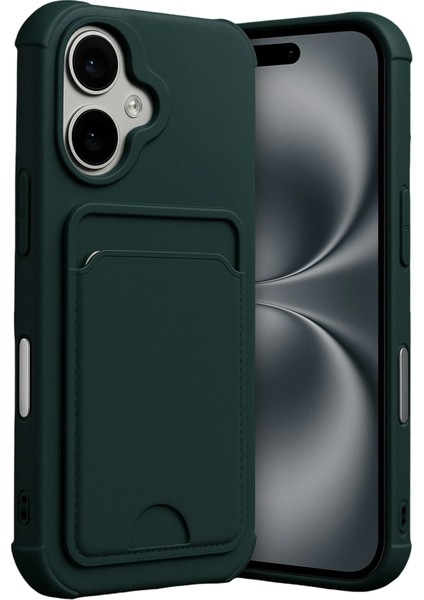 Apple iPhone 17 Uyumlu Kartlıklı Kelvin Kapak Koyu Yeşil