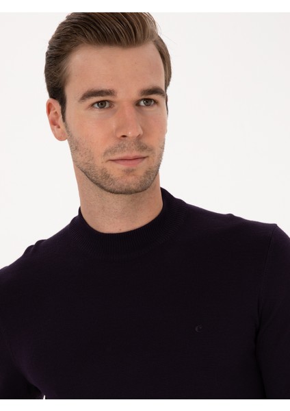 Erkek Mürdüm Slim Fit Yün Karışımlı Çeyrek Balıkçı Yaka Basic Triko Kazak 50315295-VR074 fiyatları