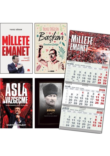 Asla Vazgeçme - Millete Emanet - Yalnız Değilsin Başkan ve Gemici Duvar Takvimi-Me - Komutan 2026 Ajanda