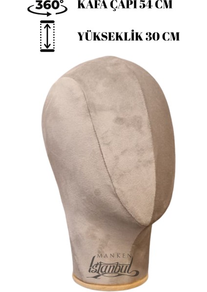 Bayan Kumaş Kaplı Polyester Kafa Mankeni Aksesuar Mankeni Şapka Mankeni Peruk Mankeni