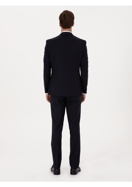 Erkek Lacivert Slim Fit %100 Yün Mono Yaka Basic Takım Elbise 50310082-VR033 indirimleri