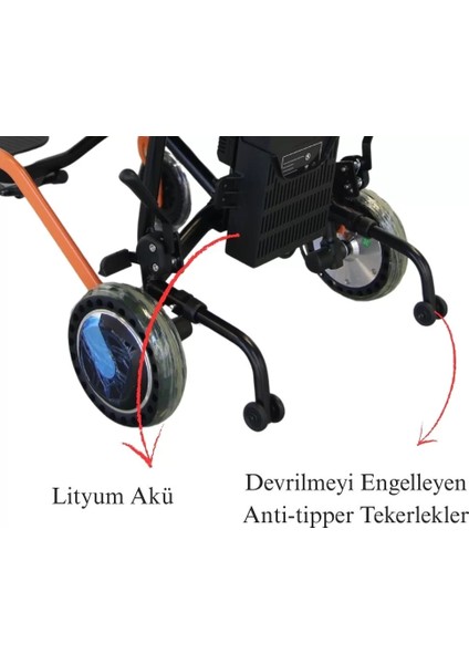Poylin Akülü Tekerlekli Sandalye | Katlanabilir Şase, Uzaktan Kumandalı, 18 kg Ağırlık P204