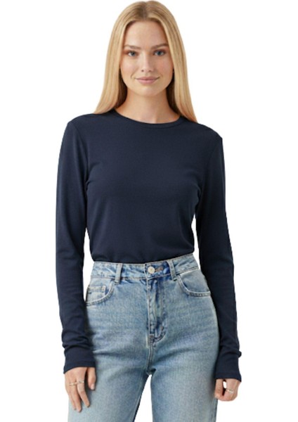 Laci Premium/Viskoz Yumuşak Kumaşlı Parmak Geçmeli Crop Bluz 8162A