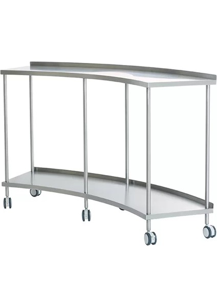 Ay Masa | 304 Kalite Paslanmaz Çelik, Iki Raflı, Antistatik Tekerlekli E-264/A
