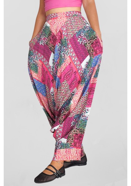 Viskon Kumaş Çift Cepli Bohem Tarzı Kadın Şalvar modelleri