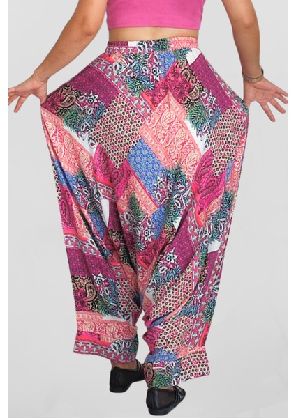 Viskon Kumaş Çift Cepli Bohem Tarzı Kadın Şalvar fırsatları