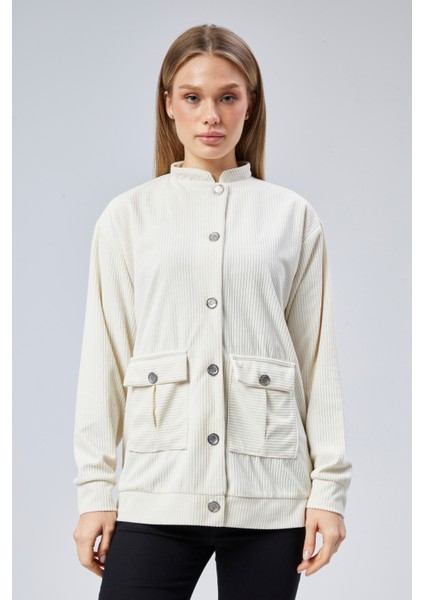 Fitilli Kadife Kumaş Çift Cepli Düğmeli Spor Ceket modelleri