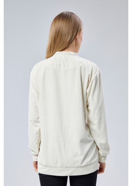 Fitilli Kadife Kumaş Çift Cepli Düğmeli Spor Ceket