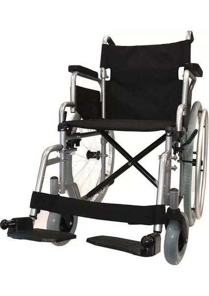 Poylin Manuel Tekerlekli Sandalye | Katlanabilir Sırtlı Çelik Şase, Bas-Çıkar Tekerlekli, Antibakteriyel Döşemeli P111