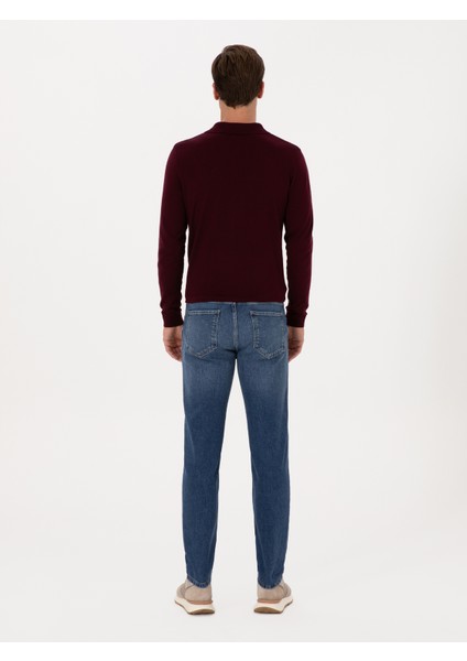 Erkek Açık Mavi Slim Fit Pamuk Karışımlı Jean Pantolon 50313998-VR036
