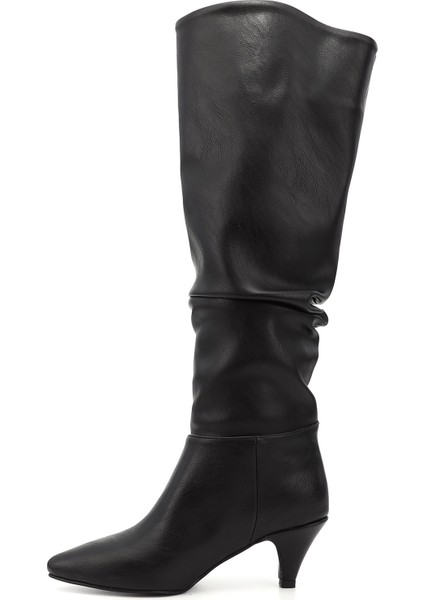 Kadın Siyah Sivri Burun Körüklü İnce Topuklu Çizme modelleri