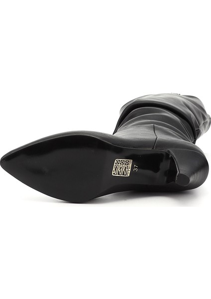 Kadın Siyah Sivri Burun Körüklü İnce Topuklu Çizme fırsatları