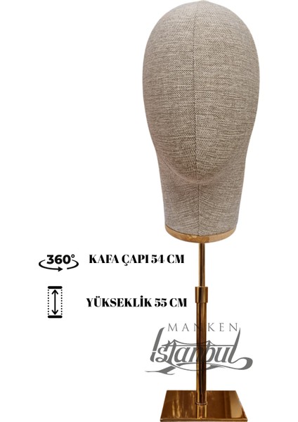 Kumaş Kaplı Gold Standlı Polyester Kafa Mankeni Aksesuar Mankeni Şapka Mankeni Peruk Mankeni fırsatları