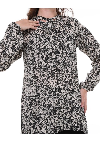 Çiçek Desenli Önden Bağcıklı Bluz modelleri