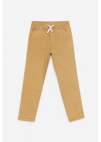 Erkek Çocuk Pamuklu Gabardin Jogger Pantolon Kahverengi