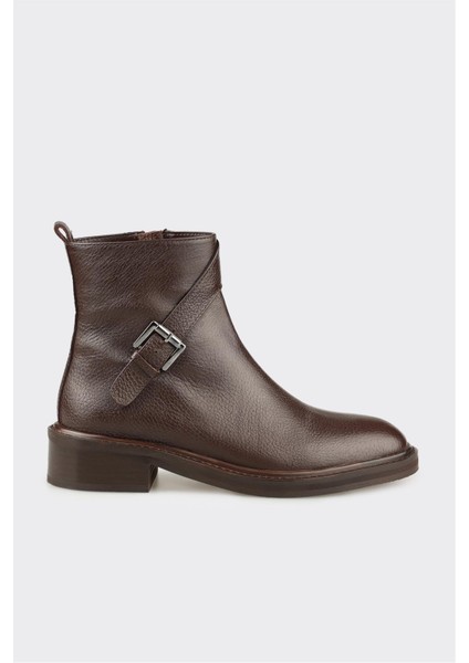 Kahve Deri Kadın Klasik Bot