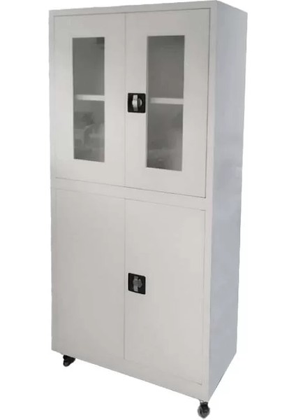 Çift Kapılı Metal Dolap Kilitli, Raflı, Dayanıklı ve Şık Depolama Dolabı E-104