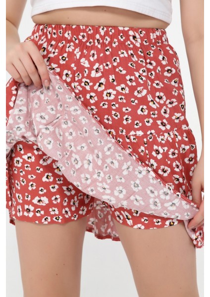 Çiçek Desenli Mini Boy Şort Etek- Vera