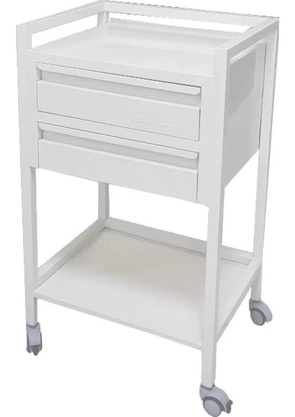 2 Çekmeceli Troyler Araba | Metal Gövde, Antibakteriyel Boyalı, Antistatik Tekerlekli E-232/E