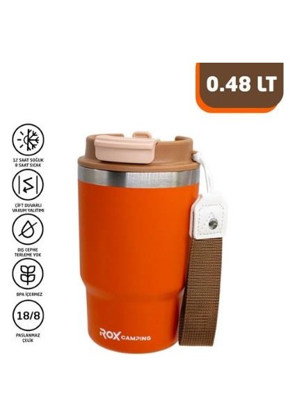 Camping 0195 Pipetli Kahve Termosu 0.48 Lt - Turuncu