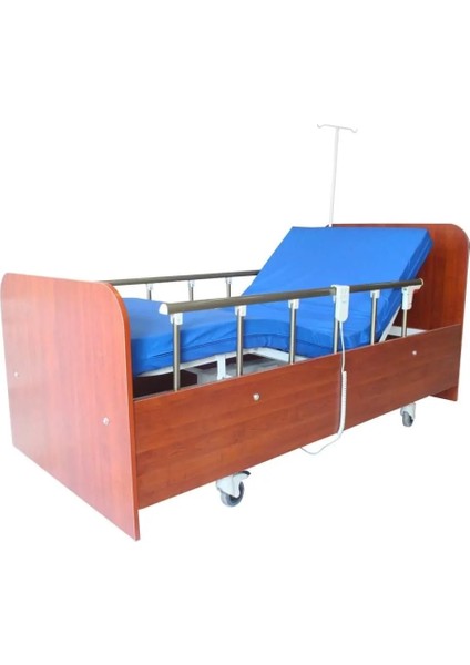 2 Motorlu Ahşap Hasta Karyolası | Ev Tipi, Bazalı ve Konforlu Tasarım ile Güvenli Kullanım