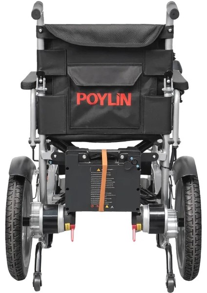 Poylin P200E Katlanabilir Akülü Tekerlekli Sandalye | Çelik Gövde, 120 kg Taşıma Kapasiteli, Elektromanyetik Frenli modelleri