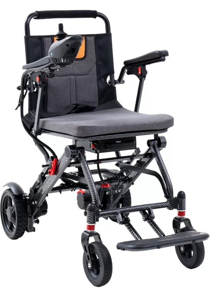 Poylin Hafif Akülü Tekerlekli Sandalye | Katlanabilir, Akıllı Joystick ve Süspansiyon Destekli P198