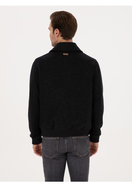 Erkek Lacivert Yün Karışımlı Flanel Kaşe Kaban 50311618-VR033 indirimleri