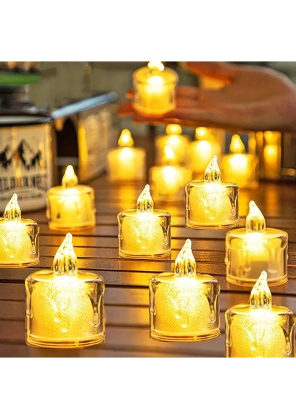 1 Adet Alevsiz Mum Damla Akrilik Mum Işıkları Dumansız Pilli Gün Işığı LED Aydınlatma Dekorasyonu