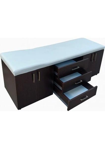 Ahşap Muayene Masası | 2 Dolaplı, 3 Çekmeceli ve Manuel Sırt Ayarlı Sağlam Yapı fiyatları