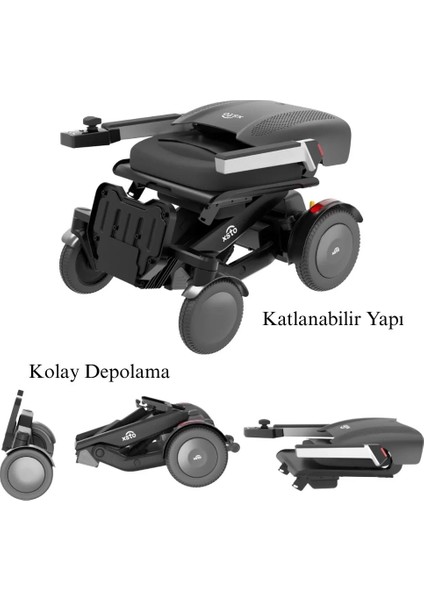 Poylin Akıllı Tekerlekli Sandalye | Otomatik Eğim Ayarlı, Katlanabilir, 360° Manevralı P212 Xsto M4U