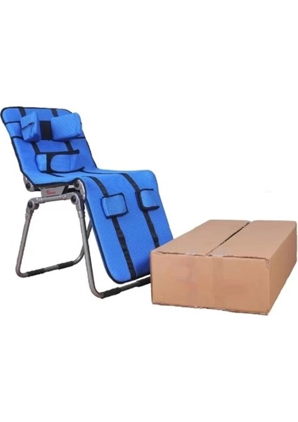 Metal Engelli Banyo Yıkama Sandalyesi Mavi | Ayarlanabilir Yükseklik ve Açı Özelliği 125 cm