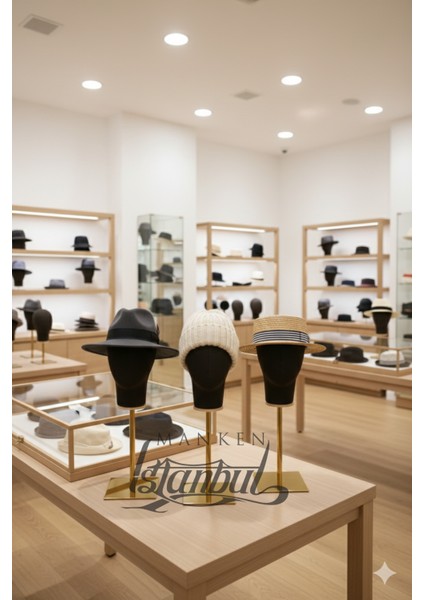 Kumaş Kaplı Gold Standlı Polyester Kafa Mankeni Aksesuar Mankeni Şapka Mankeni Peruk Mankeni fiyatları