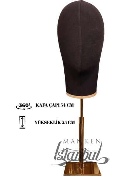 Kumaş Kaplı Gold Standlı Polyester Kafa Mankeni Aksesuar Mankeni Şapka Mankeni Peruk Mankeni indirimleri